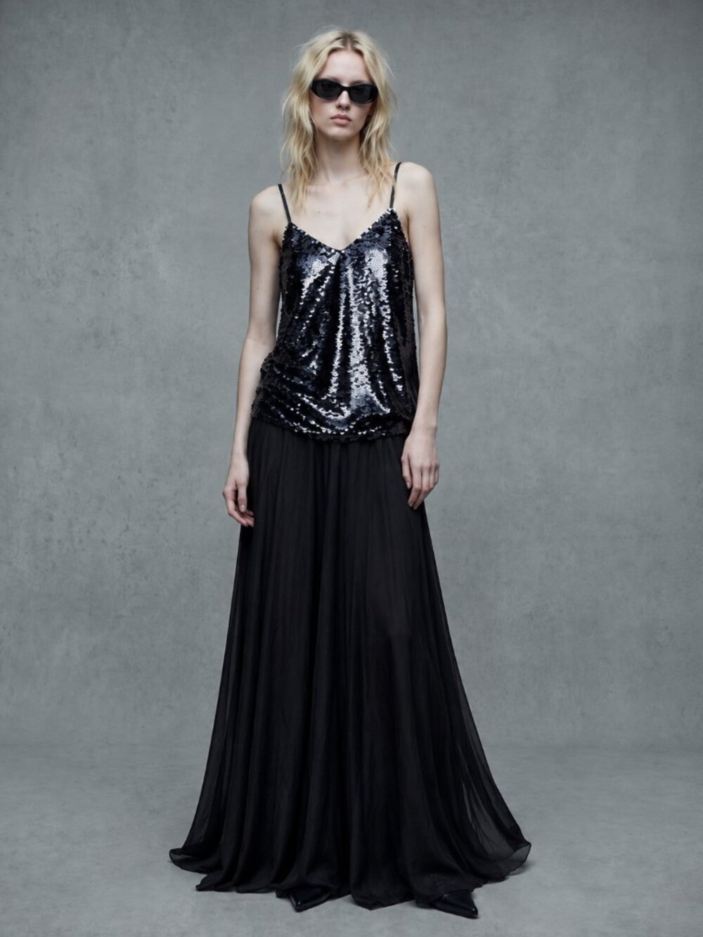 Sequin Cami Black Top M Dark Romance Academia Grunge Evening